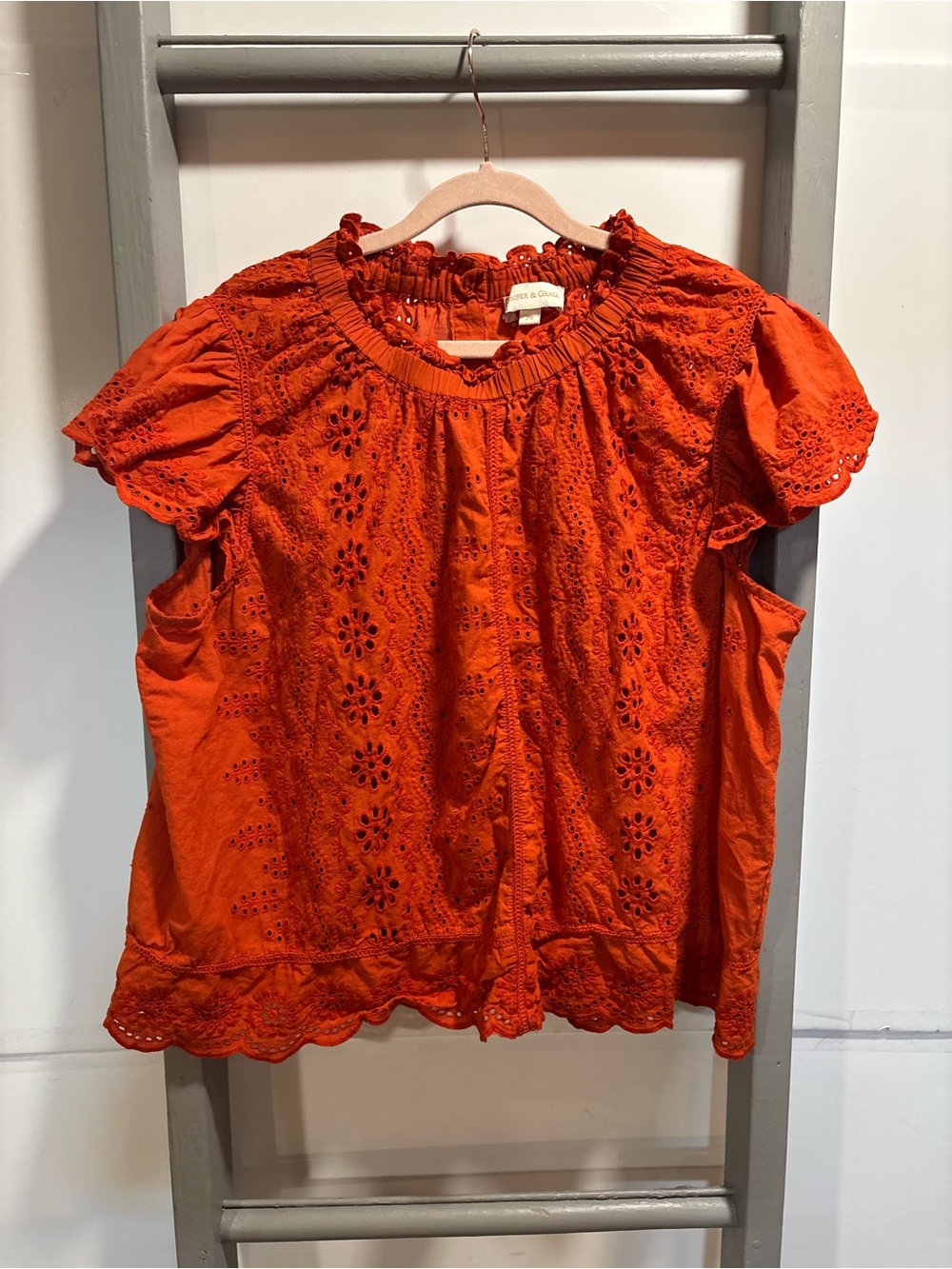 Women 2X Eyelet top, bohemian, lightweight, cottagecore, fall staple, folklore